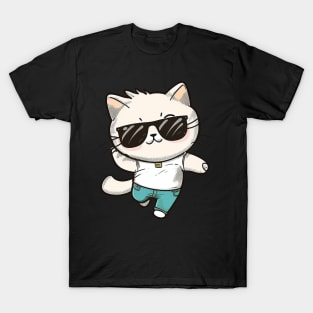 Cute ginger cat wearing sunglasses T-Shirt